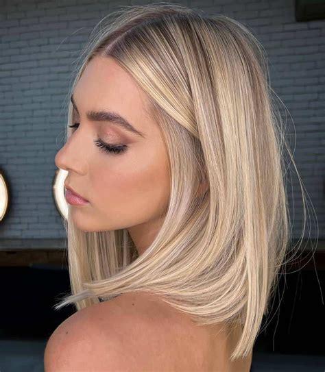 blonde shoulder length hair straight